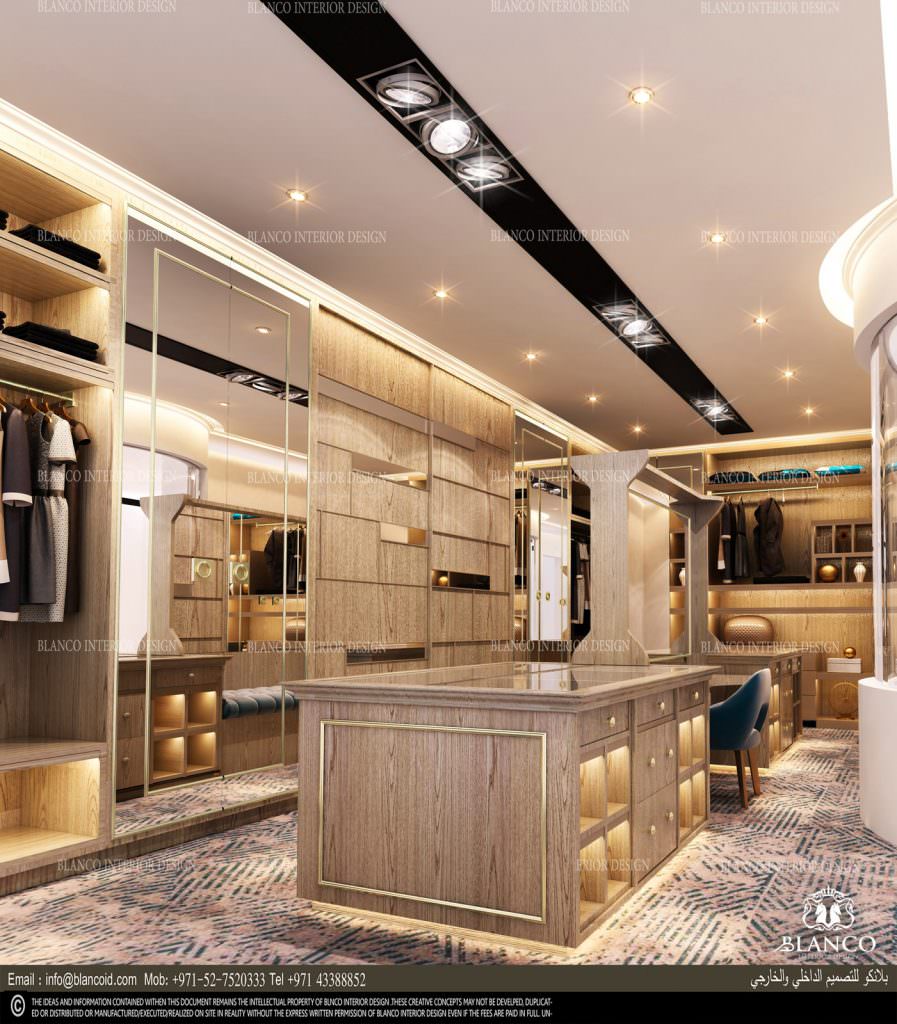 التصميم الداخلي لغرفة الملابس