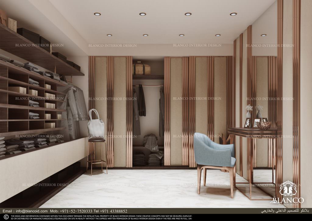 التصميم الداخلي لغرفة الملابس